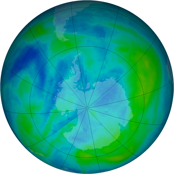 Antarctic ozone map for 28 March 2004